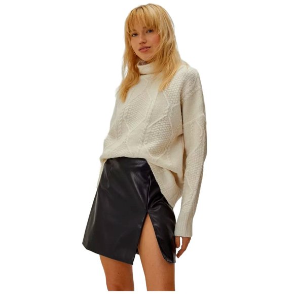 Nasty Gal Deep Split Faux Leather Mini Skirt | 12 - Picture 2 of 4